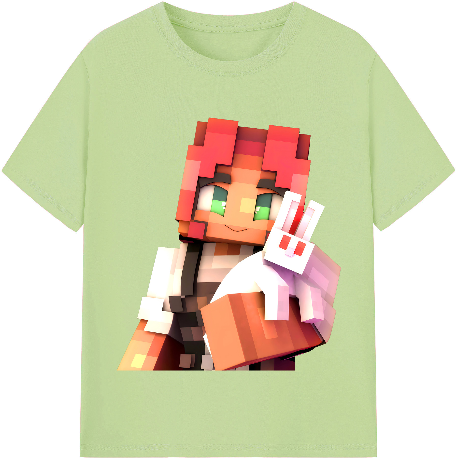 （画像用） マインクラフト ブロックの世界 Minecraft MC Block world 綿100％半袖Tシャツ（フロントプリント）